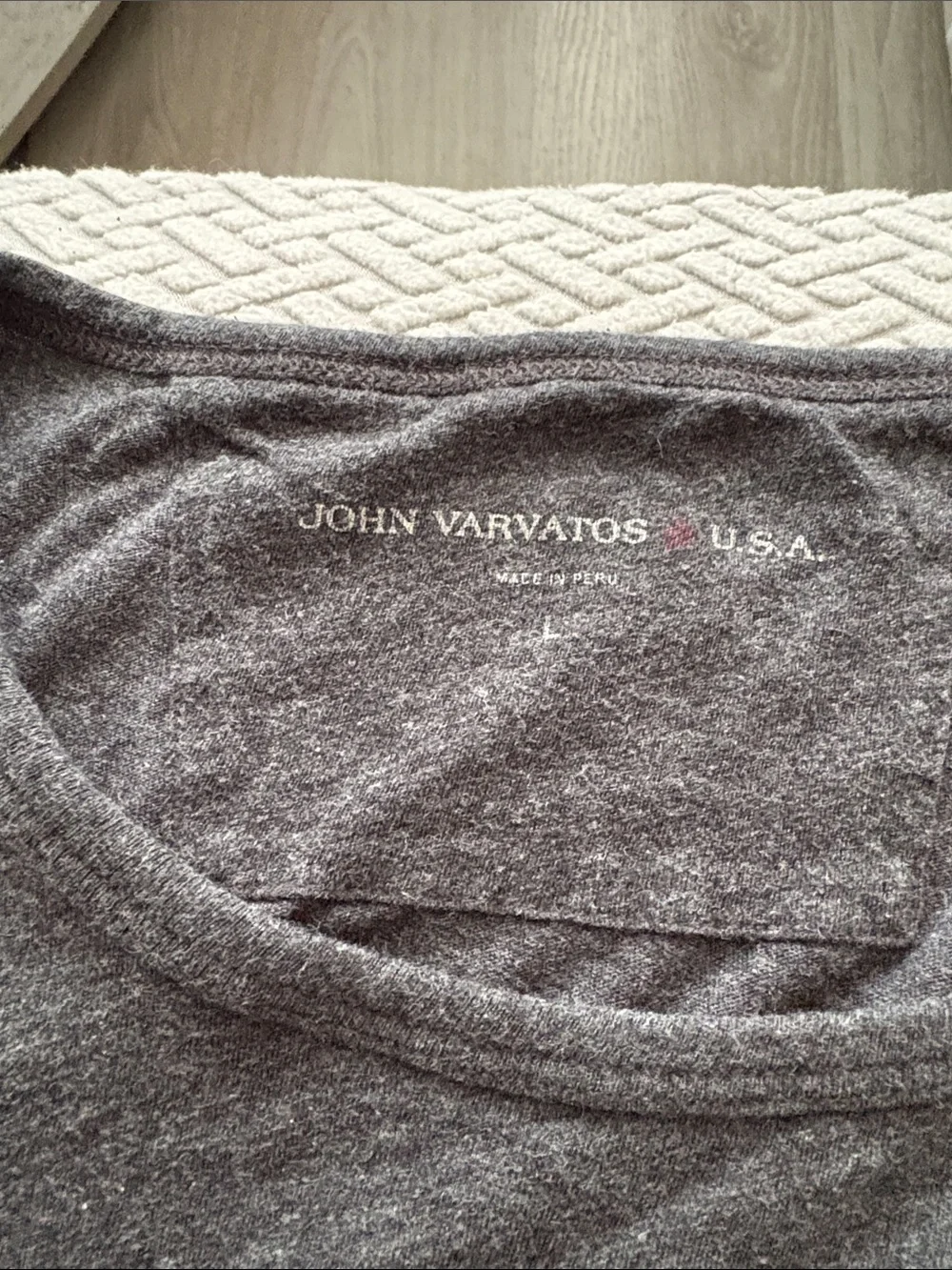 John Varvatos Charcoal Graphic Skull Tee with Red & Blue Accents